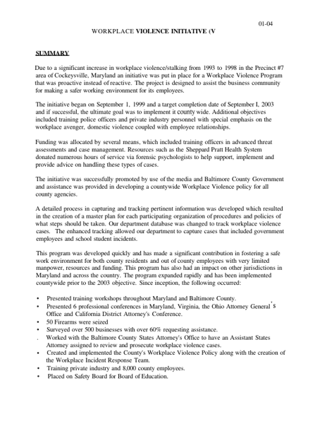 Workplace Violence Initiative
