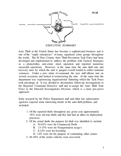 El Paso County Auto Theft Prevention Task Force
