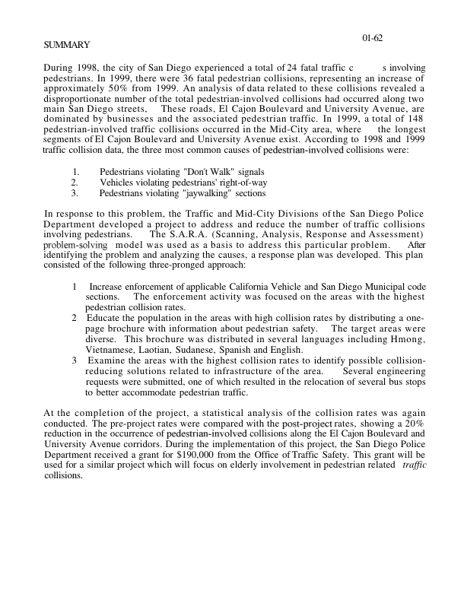 El Cajon and University Avenue Traffic Accident Reduction
