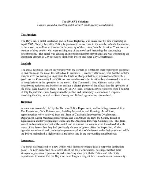 The Smart Solution: Turning Around a Problem Motel through Multiagency Coordination
