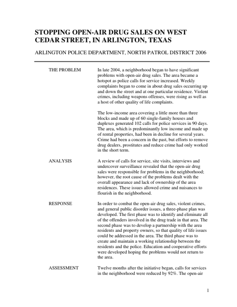 Stopping OpenAir Drug Sales on West Cedar Street