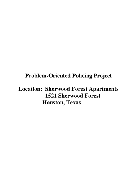 Sherwood Forest Apartments Burglary Project