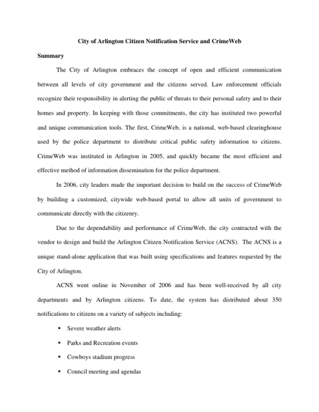 Citizen Notification Service and CrimeWeb