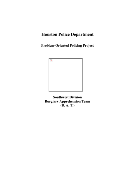 Southwest Division Burglary Apprehension Team