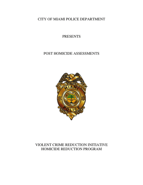 Post Homicide Assessments
