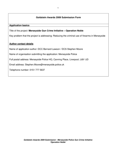 Gun Crime Initiative  Operation Noble