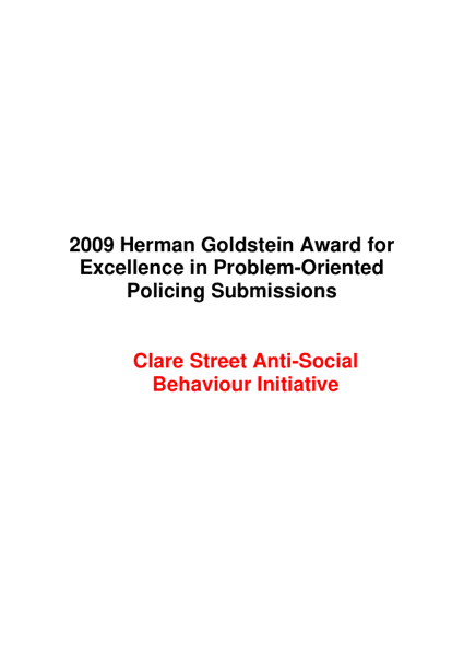 Clare Street AntiSocial Behaviour Initiative
