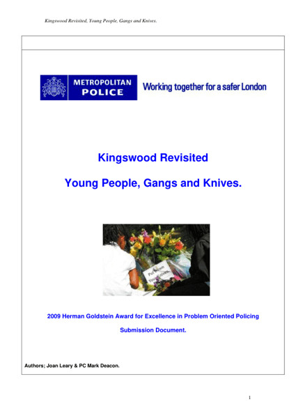 Kingswood Revisited, Young People Gangs and Knives