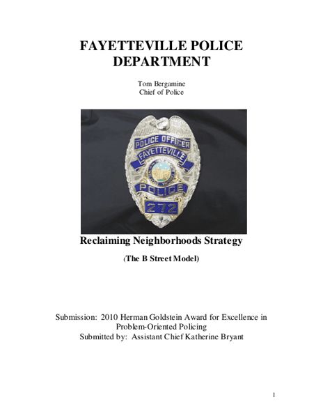 Reclaiming Neighborhoods Strategy ""The B Street Model""