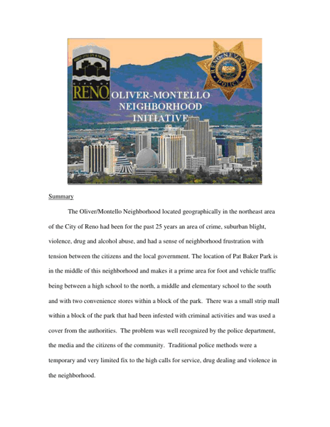 The OliverMontello Neighborhood Initiative