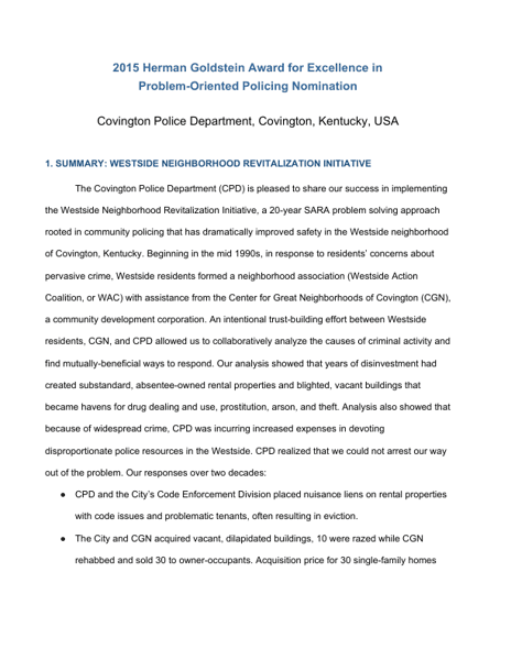 Westside Neighborhood Revitalization Initiative