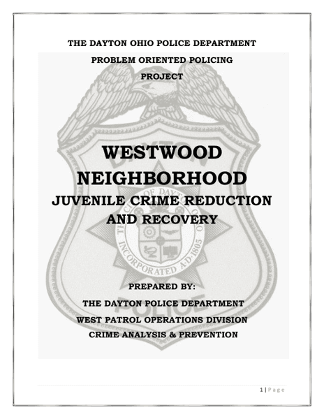 Westwood Neighborhood Juvenile Crime Reduction and Recovery