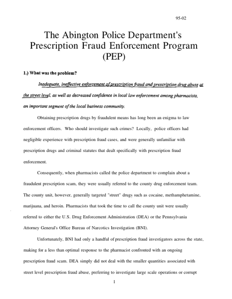 Prescription Fraud Enforcement Program,