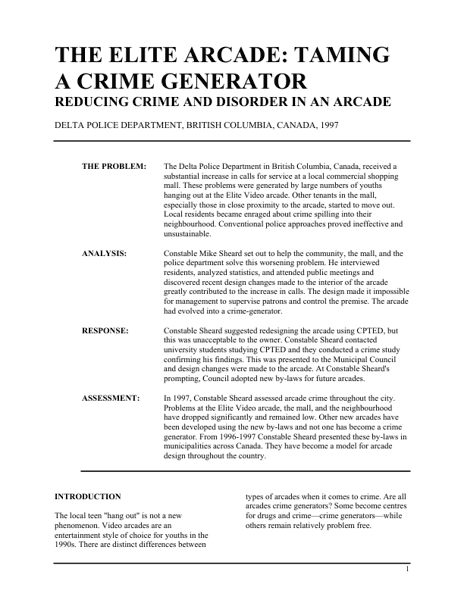 The Elite Arcade: Taming a Crime Generator