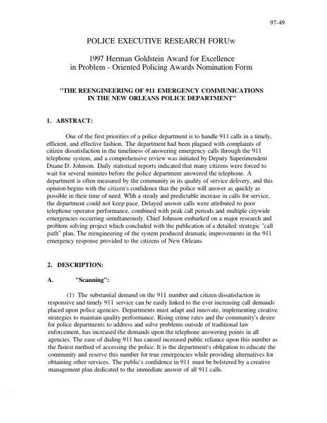 Reengineering of 911 Communications