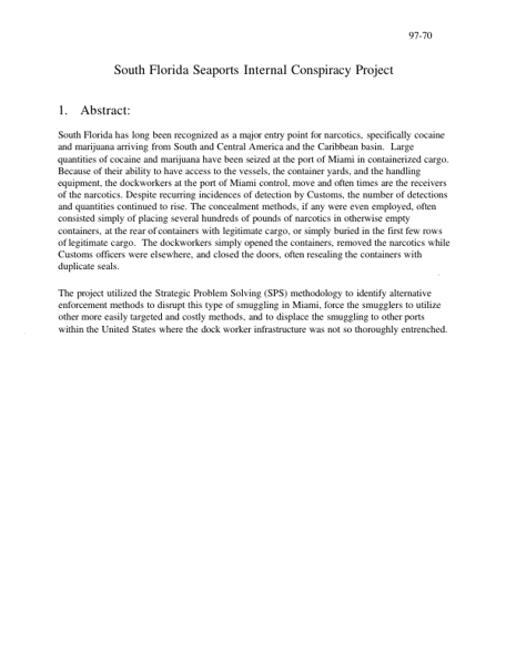 South Florida Seaports Internal Conspiracy Project